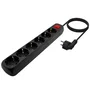 Aisens Regleta de 6 Tomas con Interruptor, Cable 1,4 m, Negro